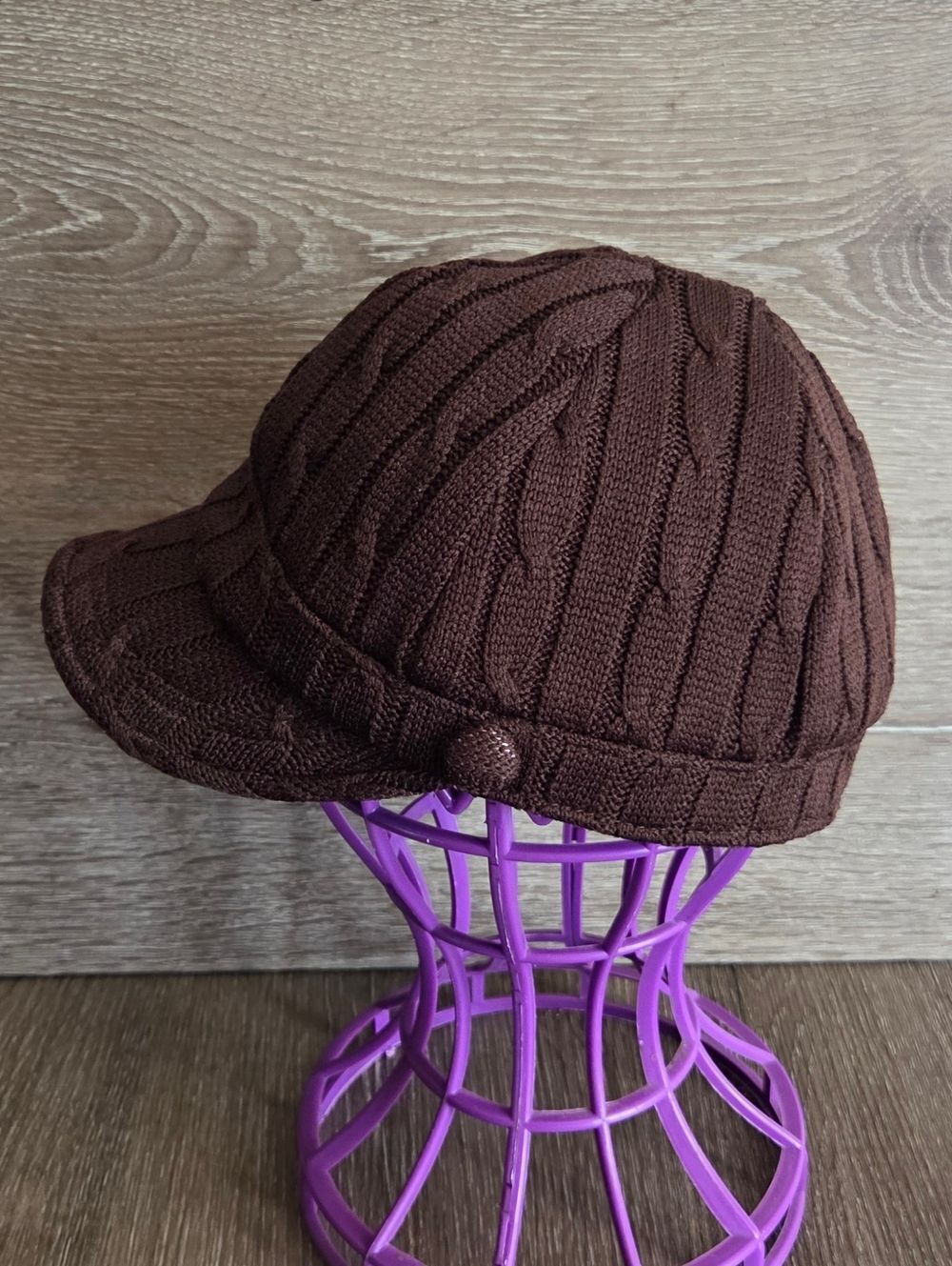 Knitted Brown Newsboy Cab Driver Hat